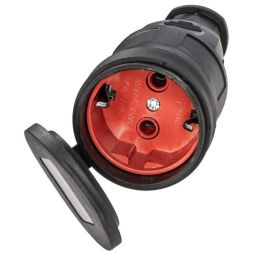 Розетка 16А IP44 прямая с заземл. каучук черн. КОСМОС RKsm-Z-IP(B)16A