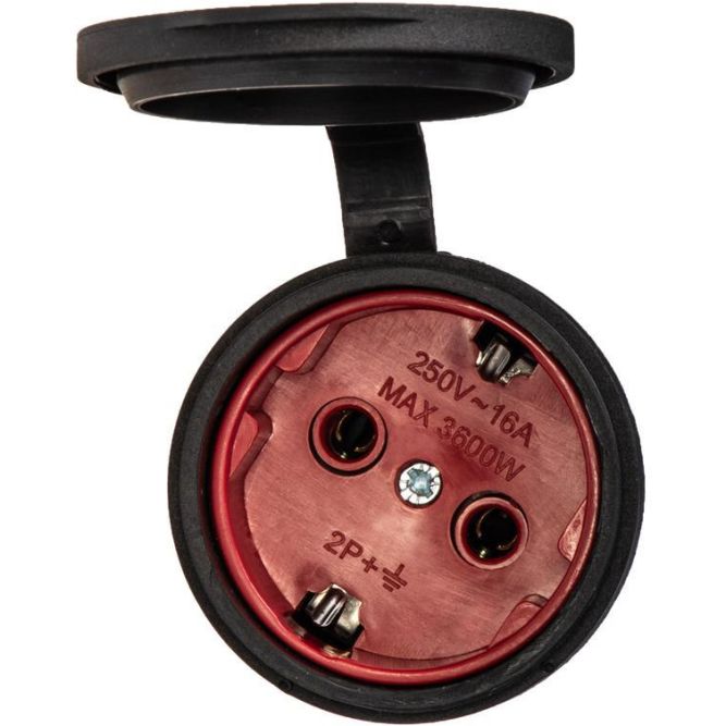 Розетка 16А IP44 прямая с заземл. каучук черн. КОСМОС RKsm-Z-IP(B)16A