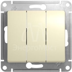 Механизм выключателя 3-кл. СП Glossa 10А IP20 (сх. 1+1+1) 10AX беж. SchE GSL000231