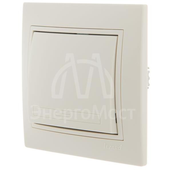 Выключатель 1-кл. СП Мира 10А IP20 со вставкой крем. LEZARD 701-0303-100