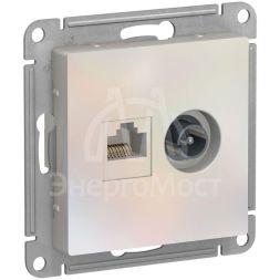 Механизм розетки компьютерной 2-м AtlasDesign RJ45 кат.5E+TV жемчуг SchE ATN000489
