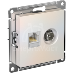 Механизм розетки компьютерной 2-м AtlasDesign RJ45 кат.5E+TV жемчуг SchE ATN000489