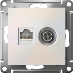 Механизм розетки компьютерной 2-м AtlasDesign RJ45 кат.5E+TV жемчуг SchE ATN000489