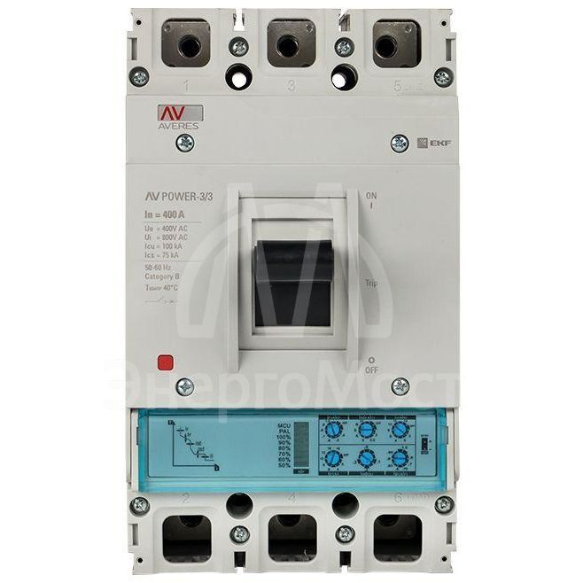 Выключатель автоматический 3п 400А 50кА AV POWER-3/3 ETU2.0 AVERES EKF mccb-33-400-2.0-av