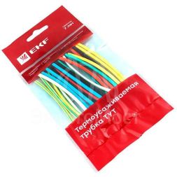 Набор трубок термоусадочных ТУТ нг тонкостен. 4/2 (7 цветов по 3шт 100мм) EKF tut-n-4