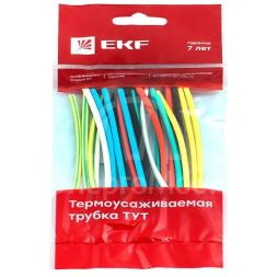 Набор трубок термоусадочных ТУТ нг тонкостен. 4/2 (7 цветов по 3шт 100мм) EKF tut-n-4