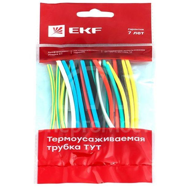 Набор трубок термоусадочных ТУТ нг тонкостен. 4/2 (7 цветов по 3шт 100мм) EKF tut-n-4