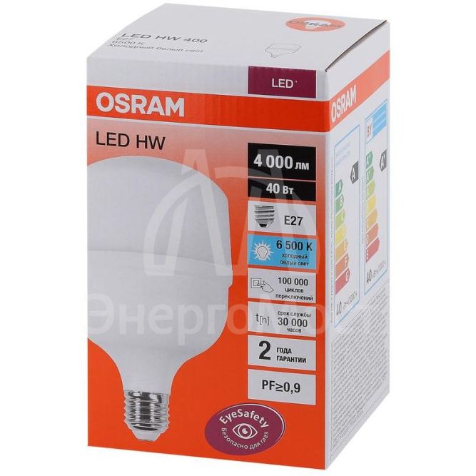 Лампа светодиодная LED HW T 40Вт (замена 400Вт) матовая 6500К холод. бел. E27 4000лм угол пучка 200град. 140-265В PF&amp;amp;gt;/=09 OSRAM 4058075576834