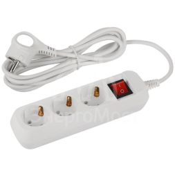 Удлинитель электрический UDL-10-330-ES Greenline 3 розетки с заземлением с выключателем 3м ПВС 3х0.75кв.мм Эра Б0065047