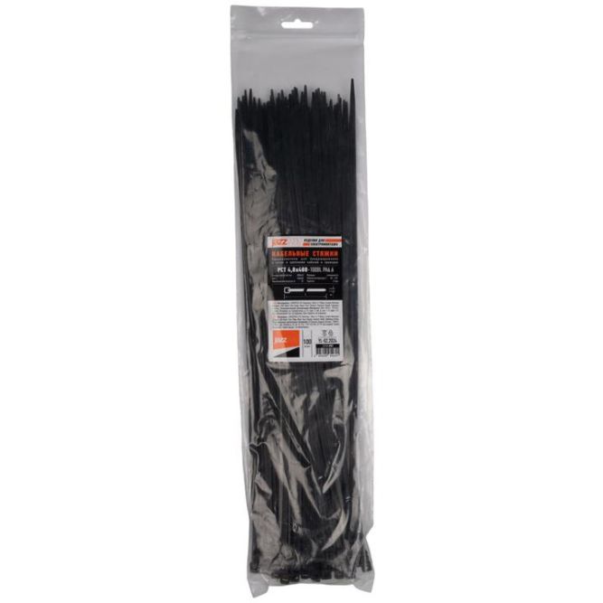 Хомут кабельный PCT 4.8х400-100BL 4.8х400 PA6.6 черн.(уп.100шт) JazzWay 5054691