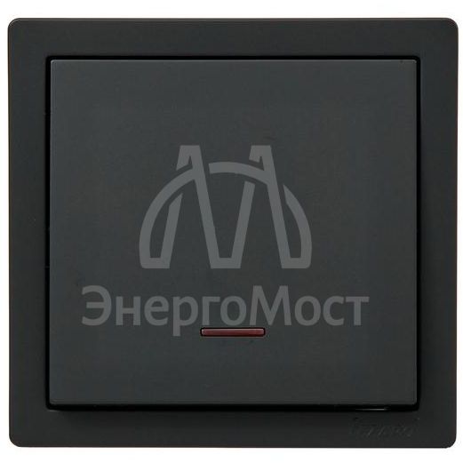 Выключатель 1-клав. с инд. LETO черн. бархат LEZARD 752-4200-111