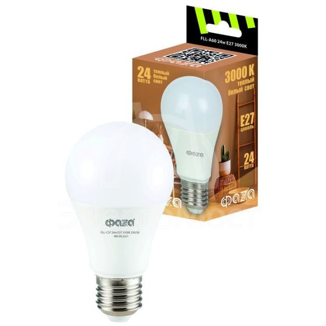 Лампа светодиодная FLL-A60 24Вт E27 3000К 230В 50Гц ФАZА 5038448