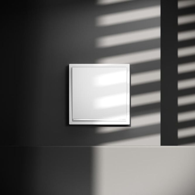 Переключатель проходной 1-кл. СП S70 10А с подсветкой механизм бел. глянцевый Voltum VLS010401