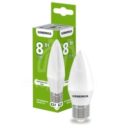 Лампа светодиодная C35 8Вт свеча 4000К E27 230В GENERICA LL-C35-08-230-40-E27-G