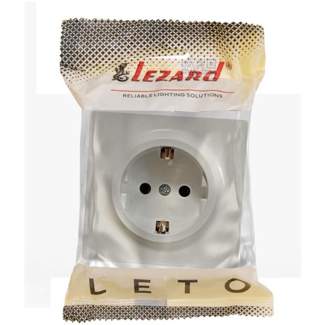 Розетка 1-м ОП LETO с заземл. ПБТ крем LEZARD 752-0300-122B