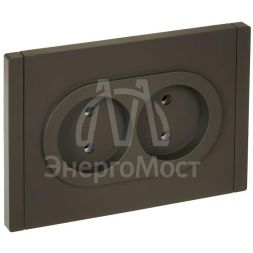 Розетка 2-м СП FORTE&amp;amp;PIANO FP326 10А без заземл. без защ. шторок безвинт. крепл. сер. IEK FP-R20-10-1-K03