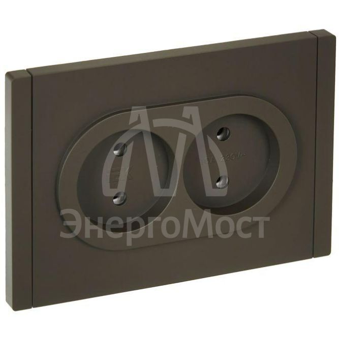 Розетка 2-м СП FORTE&amp;amp;PIANO FP326 10А без заземл. без защ. шторок безвинт. крепл. сер. IEK FP-R20-10-1-K03