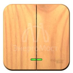 Выключатель 2-кл. ОП Blanca 10А IP20 (сх. 5) 250В с подсветкой с изолир. пластиной ясень SchE BLNVA105115