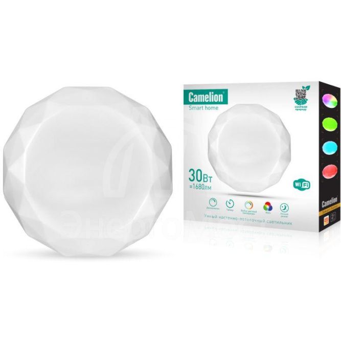 Светильник светодиодный умный Smart Home LBS/SH-30/RGBCW/WIFI 30Вт RGB+DIM+CW 220 WiFi Camelion 14782