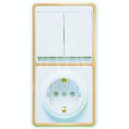 Блок БКВР-035 Бэлла (2-кл. выкл. + евророзетка с защ. шторками) зол. Кунцево 5836