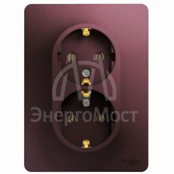 Розетка 2-м Glossa с заземл. в сборе баклажан. SchE GSL001124