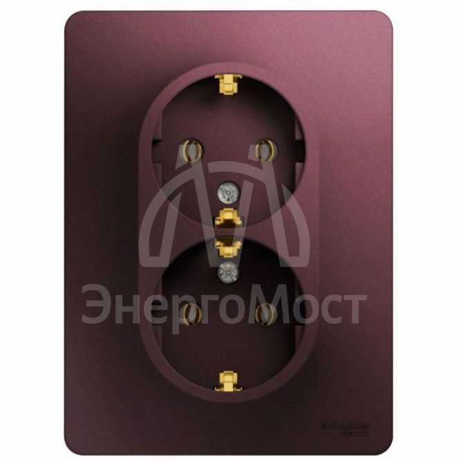 Розетка 2-м Glossa с заземл. в сборе баклажан. SchE GSL001124