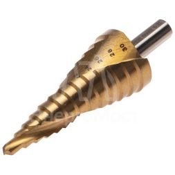 Сверло ступенчатое 6-8-10-12-14-16-18-20-22-24-26-28-30мм Р6М5 ТИТАН трехгр. хвостовик Kranz KR-12-6616