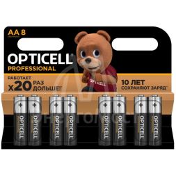 Элемент питания алкалиновый AA/LR6 (блист. 8шт) Professional Opticell 5052007