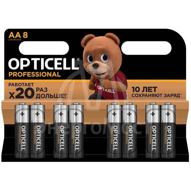 Элемент питания алкалиновый AA/LR6 (блист. 8шт) Professional Opticell 5052007