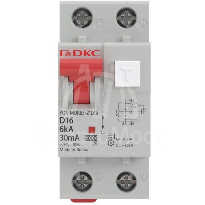 Выключатель автоматический дифференциального тока с защитой от сверхтоков YON MDR63-22C40-A 2п 30мА DKC MDR63-22C40-A