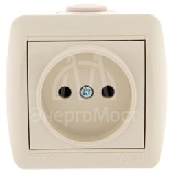 Розетка 1-м ОП Ната 16А IP20 без заземл. керам. крем. LEZARD 710-0300-121