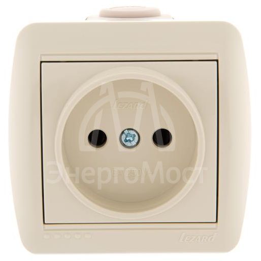 Розетка 1-м ОП Ната 16А IP20 без заземл. керам. крем. LEZARD 710-0300-121