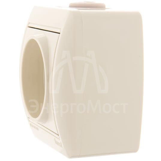 Розетка 1-м ОП Ната 16А IP20 без заземл. керам. крем. LEZARD 710-0300-121