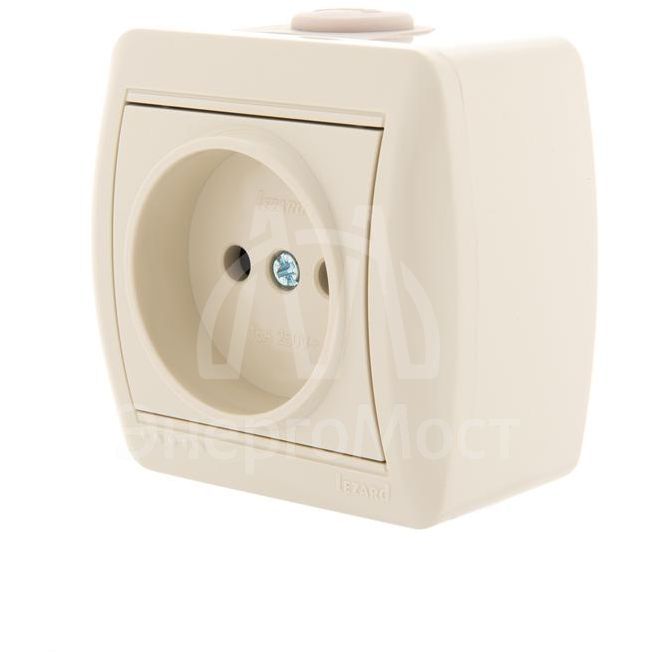 Розетка 1-м ОП Ната 16А IP20 без заземл. керам. крем. LEZARD 710-0300-121