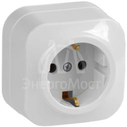 Розетка 1-м ОП GLORY РС20-3-ХБ 16А с заземл. бел. IEK ERH11-K01-16