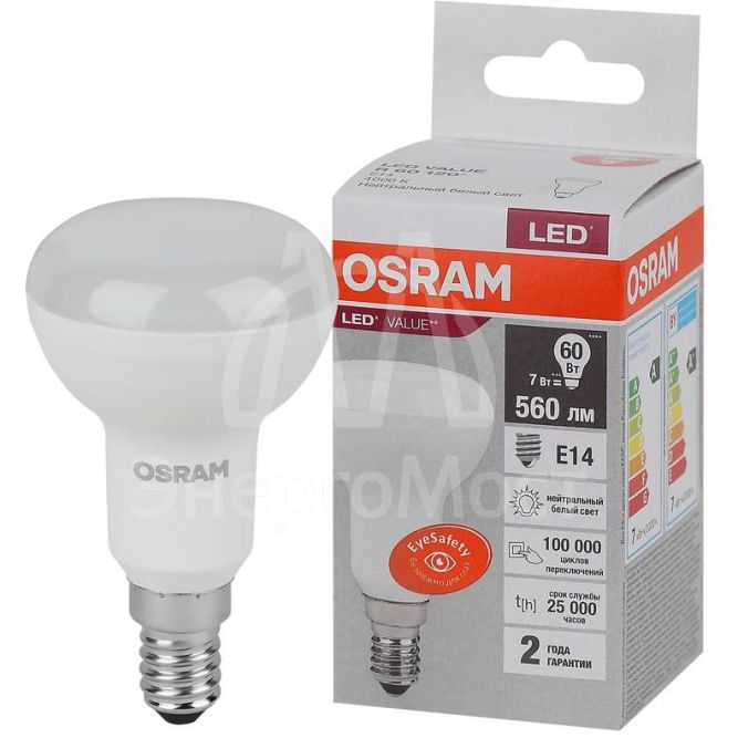 Лампа светодиодная LED Value LVR60 7SW/840 230В E14 10х1 RU OSRAM 4058075581692