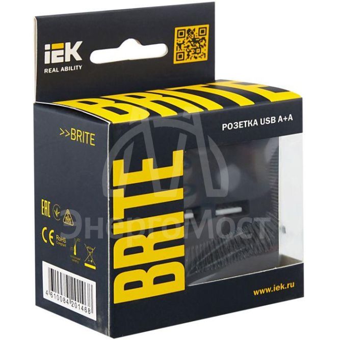 Розетка BRITE USB A+A 3.1А РЮ10-1-БрГ графит IEK BR-U21-D31-K53