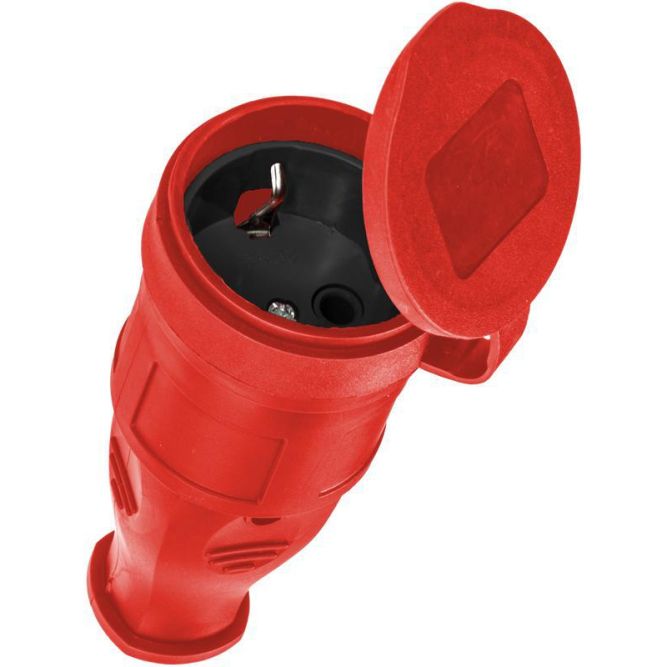 Розетка 16А IP44 прямая с заземл. каучук красн. КОСМОС RKsm-Z-IP(R)16A