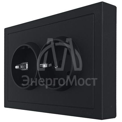 Розетка 2-мест. б/з СП ZIMA IP20 16А ПБТ безвинт. зажим черн. бархат LEZARD 704-4200-128BQC