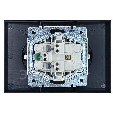 Розетка 2-мест. б/з СП ZIMA IP20 16А ПБТ безвинт. зажим черн. бархат LEZARD 704-4200-128BQC