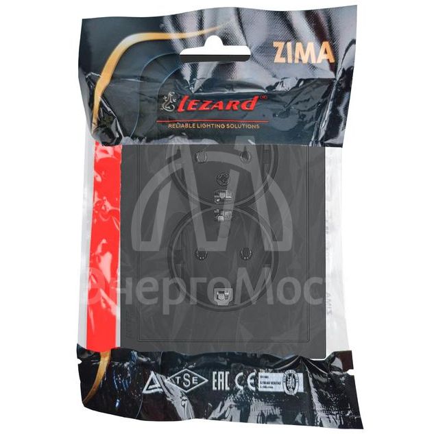 Розетка 2-мест. б/з СП ZIMA IP20 16А ПБТ безвинт. зажим черн. бархат LEZARD 704-4200-128BQC