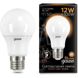 Лампа светодиодная Black Globe 12Вт 3000К тепл. бел. E27 1150лм 150-265В Gauss 102502112