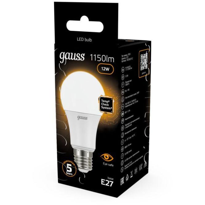 Лампа светодиодная Black Globe 12Вт 3000К тепл. бел. E27 1150лм 150-265В Gauss 102502112