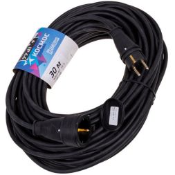Удлинитель-шнур 1х30м 16А IP44 250В 4кВт черн. каучук КГ 3х2.5 УХз16 Россия КОСМОС YSHKsm30m-1g(16A)KG