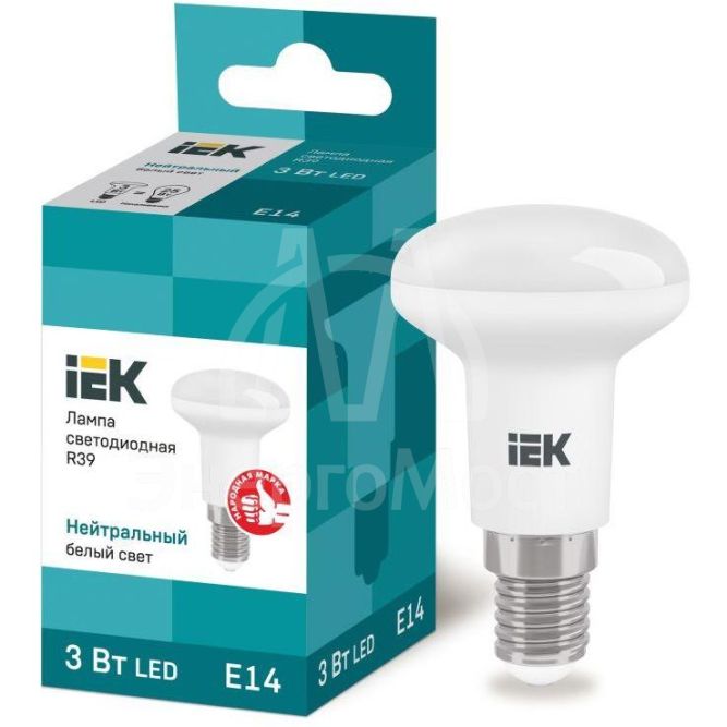 Лампа светодиодная ECO R39 3Вт 4000К бел. E14 270лм 230-240В IEK LLE-R39-3-230-40-E14