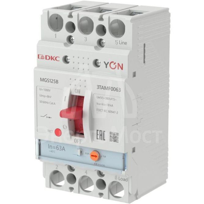 Выключатель автоматический MGS125 3P 50.4-63А 18кА YON MGS125B-3TAMF0063