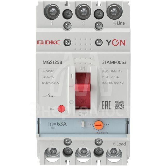 Выключатель автоматический MGS125 3P 50.4-63А 18кА YON MGS125B-3TAMF0063