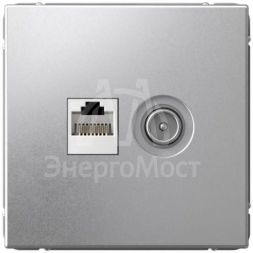 Розетка компьютерная + телевизионная 2-м ArtGallery RJ45 + TV кат.5E алюм. SE GAL000389