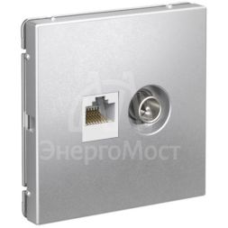 Розетка компьютерная + телевизионная 2-м ArtGallery RJ45 + TV кат.5E алюм. SE GAL000389