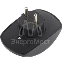 Разветвитель электрический SPx-2-B на 2 розетки без заземл. 10А черн. Эра Б0059720